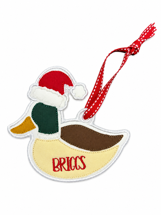 Embroidered mallard Christmas Tag